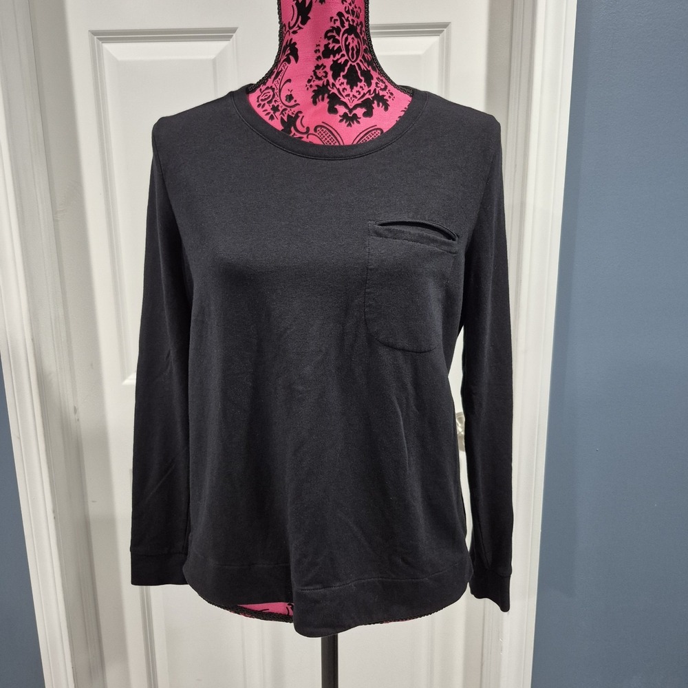 Cuyana Top Womens Medium Black Organic Pima Cotton Modal Pocket Minimalist Chic